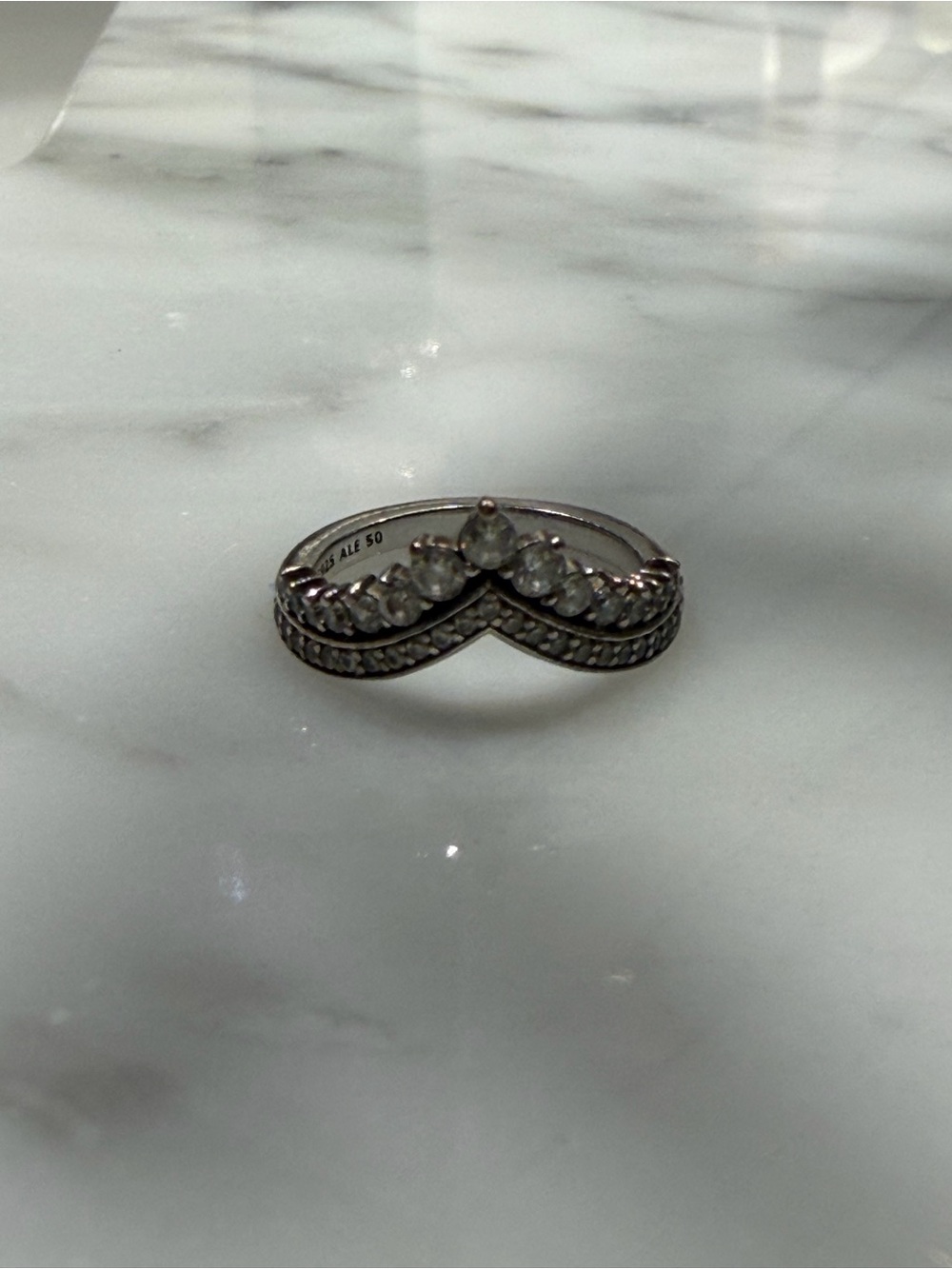 Pandora Silver Teardrop Halo Ring with Clear Stones